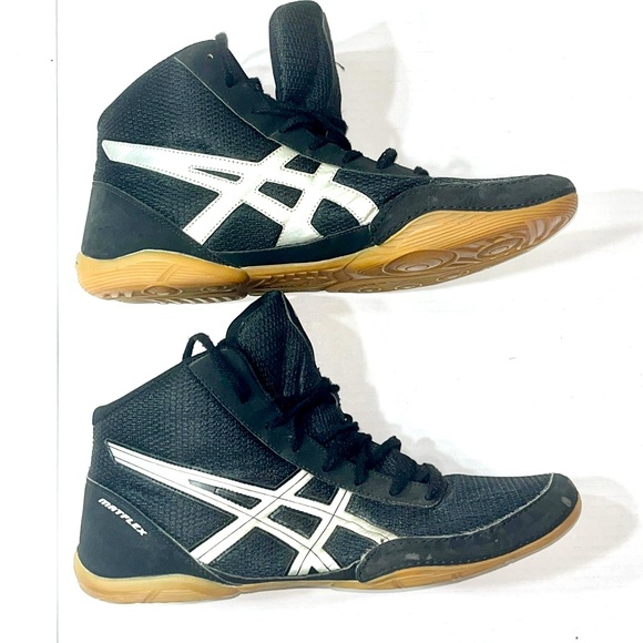 ASICS Matflex 7 Wrestling‎ Shoes Men’s 13 Black Silver MMA Athletic Sportswear - Picture 1 of 9
